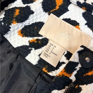 H&M Black White Orange Leopard-Print Jacket
